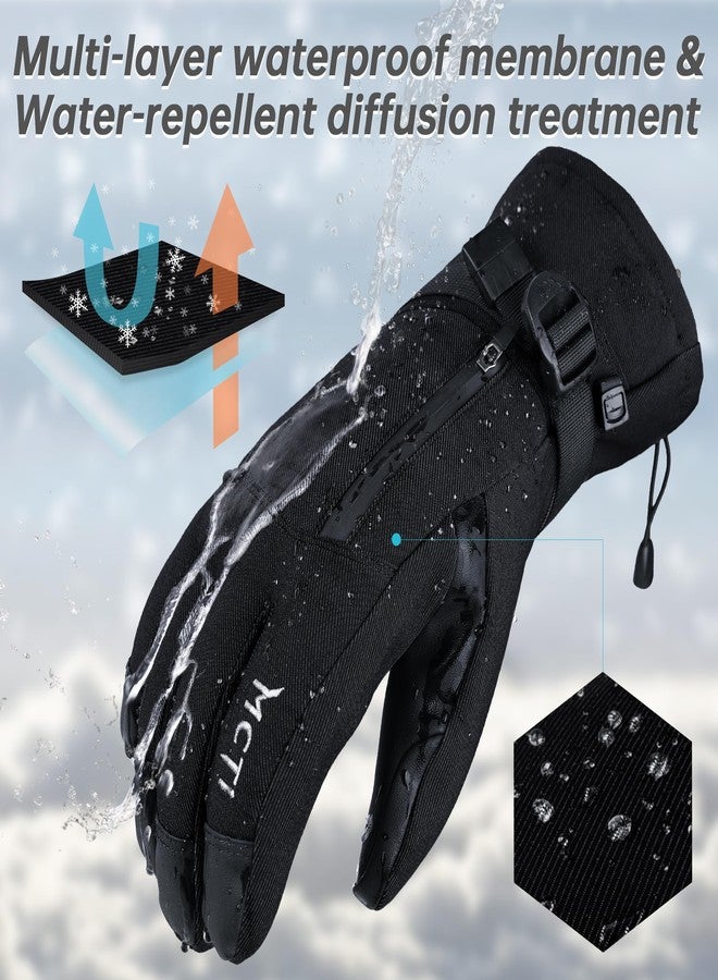 MCTi Pro Wrist Support Ski Gloves for Men, Winter Snowboard Gloves with Wrist Guard, Waterproof, 3M Thinsulate Warm, High Abrasion Resistance Black-L - Image 4